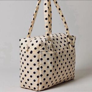 BAGGU Cream and Black Polka Dot Tote